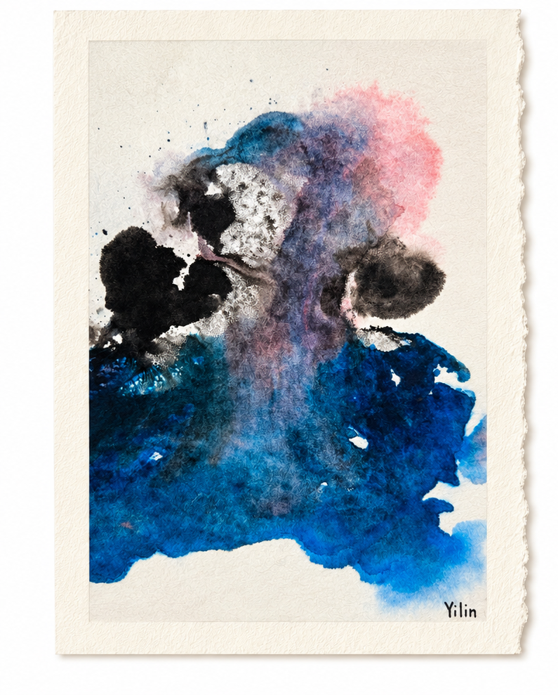 Colorful abstract watercolor artwork by Yilin