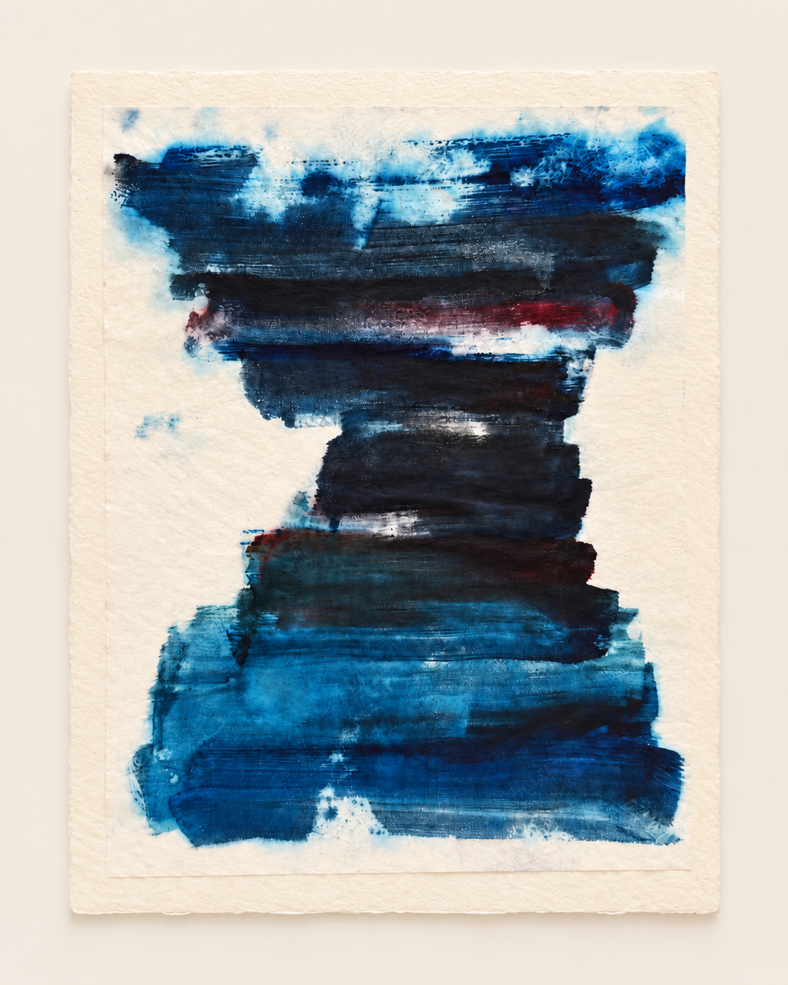 Abstract blue artwork suggesting an upside-down staircase